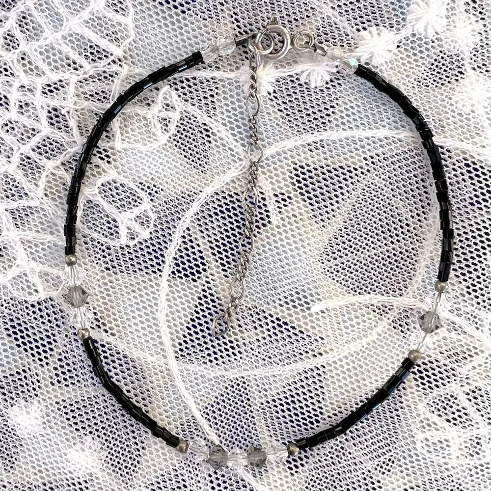 Vintage Dainty Sterling & Crystal Bracelet Anklet